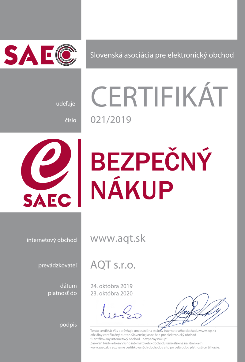 Certifikát SAEC bezpečný nákup 2019